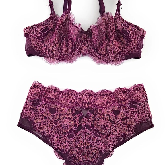 Victoria’s Secret Dream Angels Wicked Foil Lace Lingerie Set 32B/Xs - Picture 7 of 9